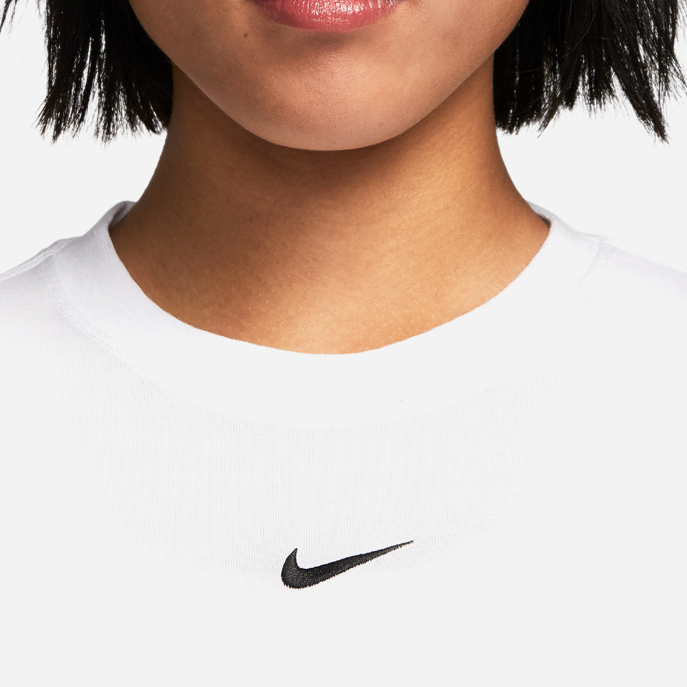 Áo Crop Top Tay Ngắn Nữ Nike Essential Slim-Fit - Trắng - Supersports Vietnam