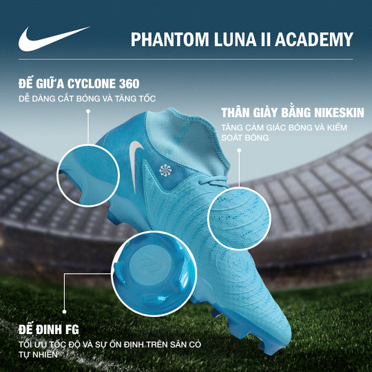 Giày Đá Bóng Dành Cho Sân Cỏ Tự Nhiên Nam Nike Phantom Luna Ii Academy - Xanh Dương