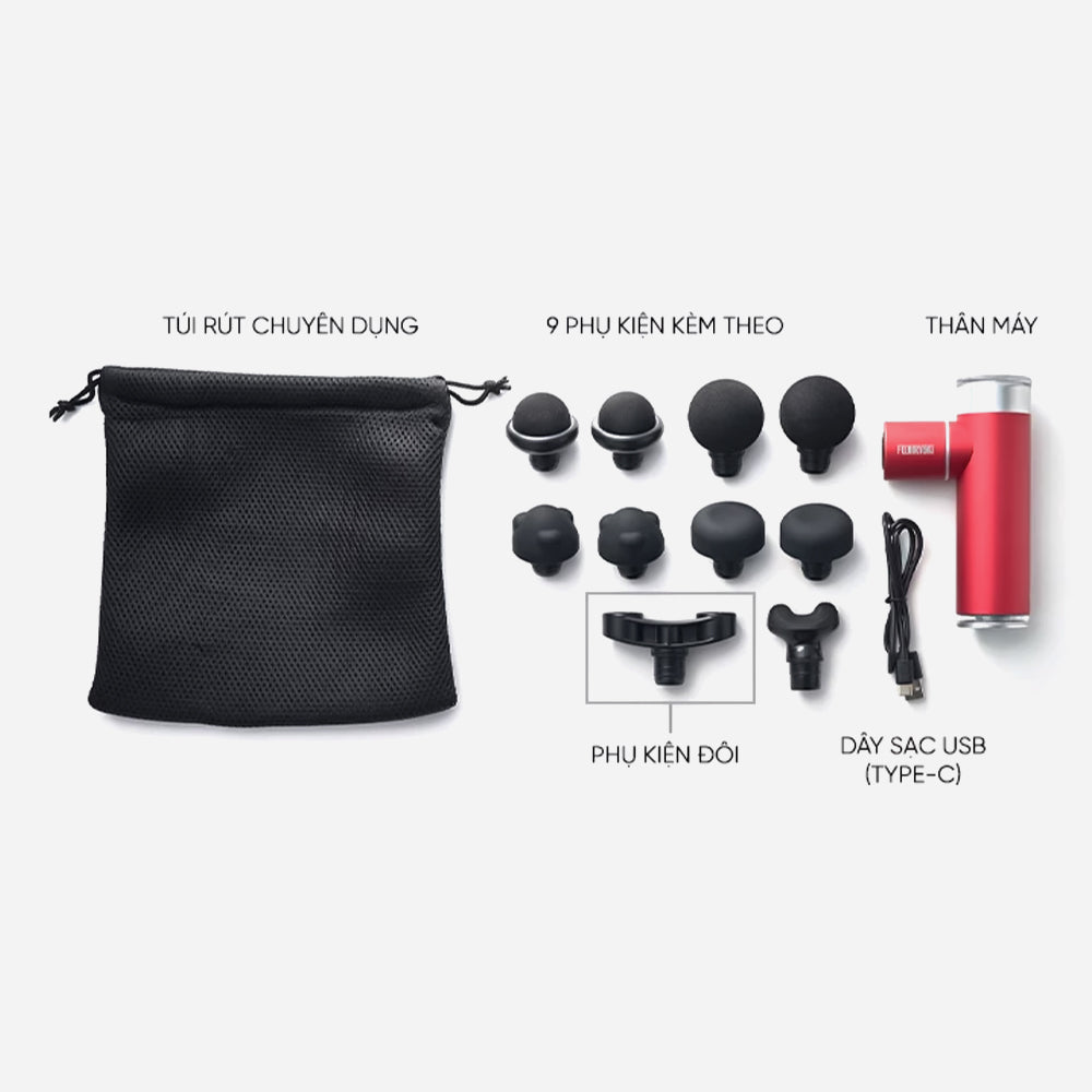 Máy Massage Cầm Tay Cao Cấp Nhật Bản Fujiiryoki Fg3800P - Đỏ - Supersports Vietnam