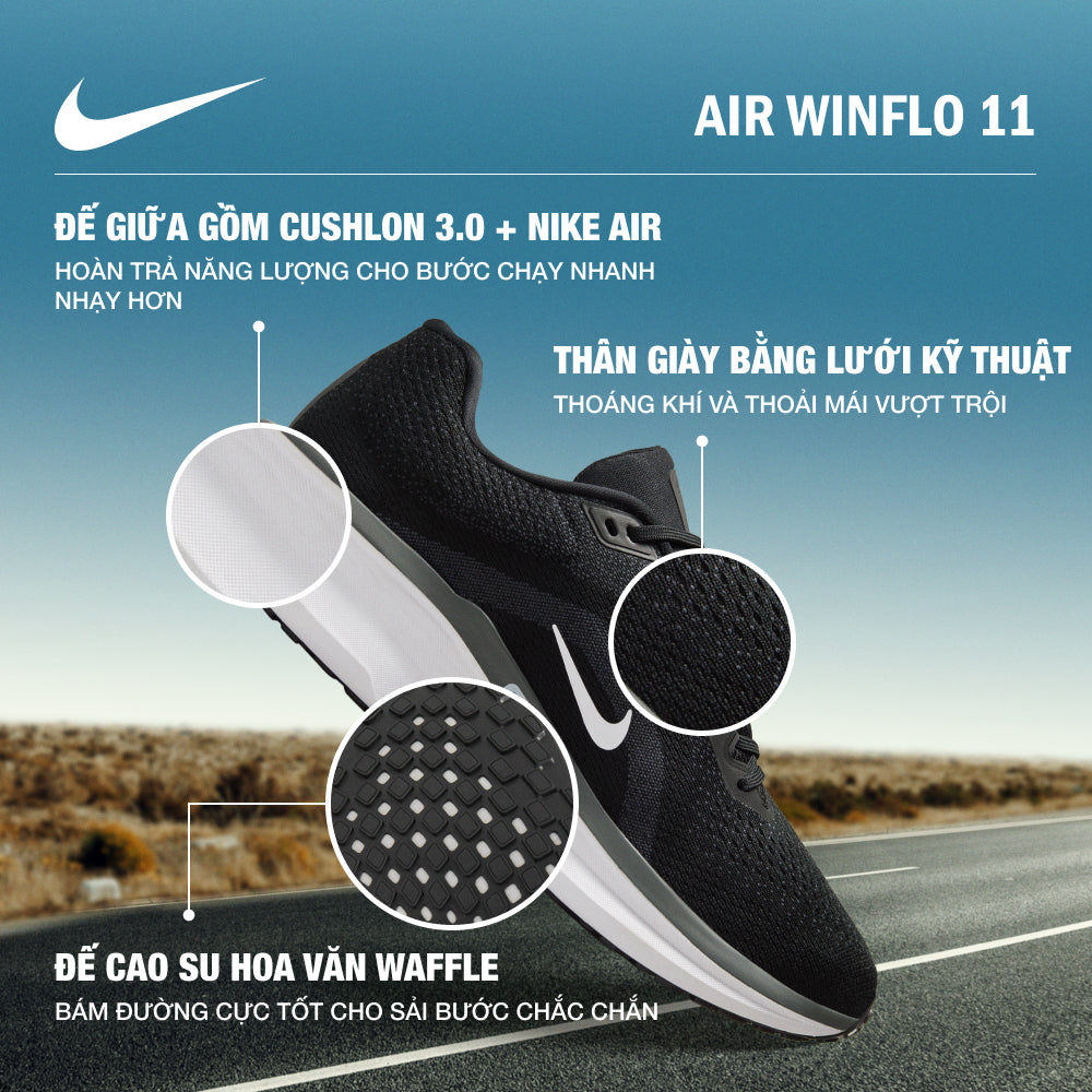 Giày Chạy Bộ Nam Nike Air Winflo 11 - Đen - Supersports Vietnam