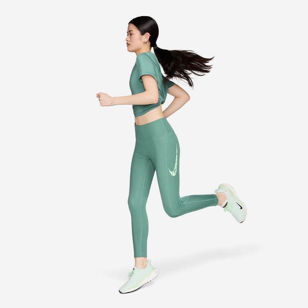 Quần Dài Thể Thao Nữ Nike Fast Mid-Rise With Pockets - Xanh Lá - Supersports Vietnam