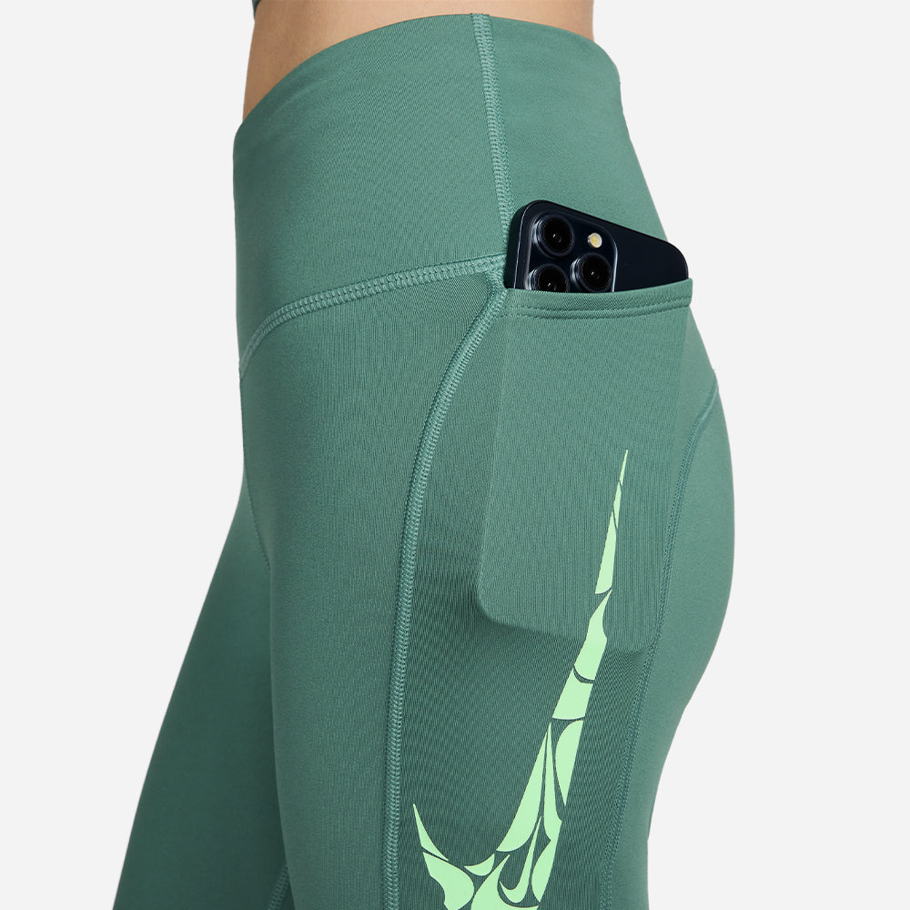 Quần Dài Thể Thao Nữ Nike Fast Mid-Rise With Pockets - Xanh Lá - Supersports Vietnam
