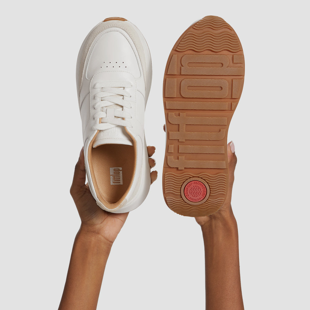 Giày Sneaker Nữ Fitflop F-Mode Leather/Suede Flatform - Trắng - Supersports Vietnam