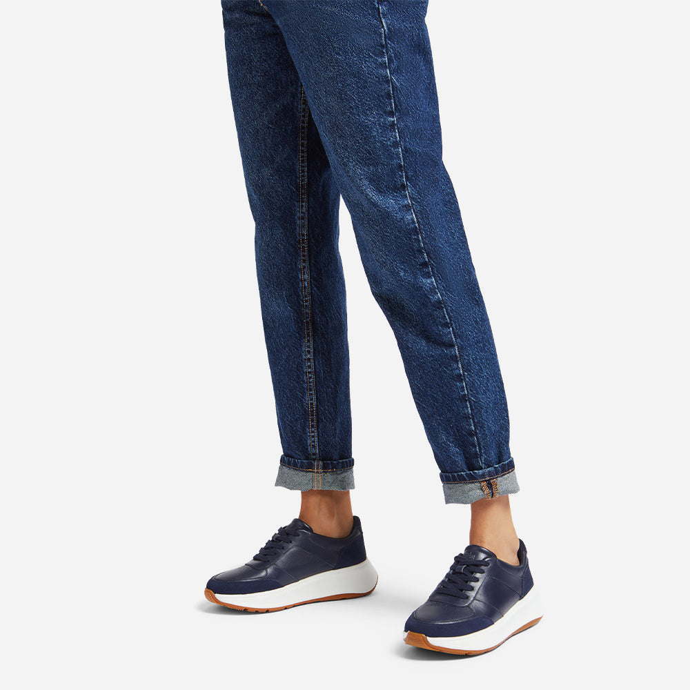 Giày Sneaker Nữ Fitflop F-Mode Leather/Suede Flatform - Xanh Navy - Supersports Vietnam