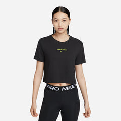 Áo Thun Nữ Nike Dri-Fit Pro Crop - Đen - Supersports Vietnam