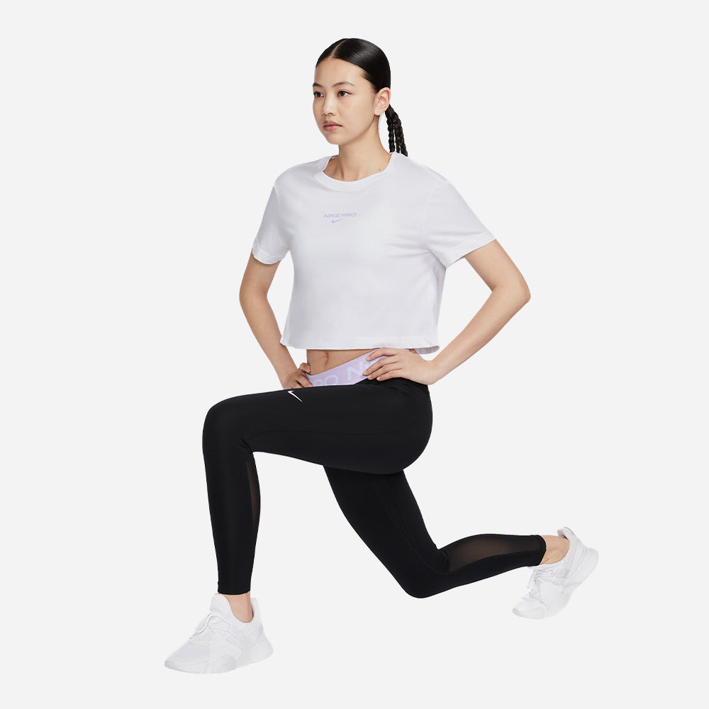 Áo Thun Nữ Nike Dri-Fit Pro Crop - Trắng - Supersports Vietnam