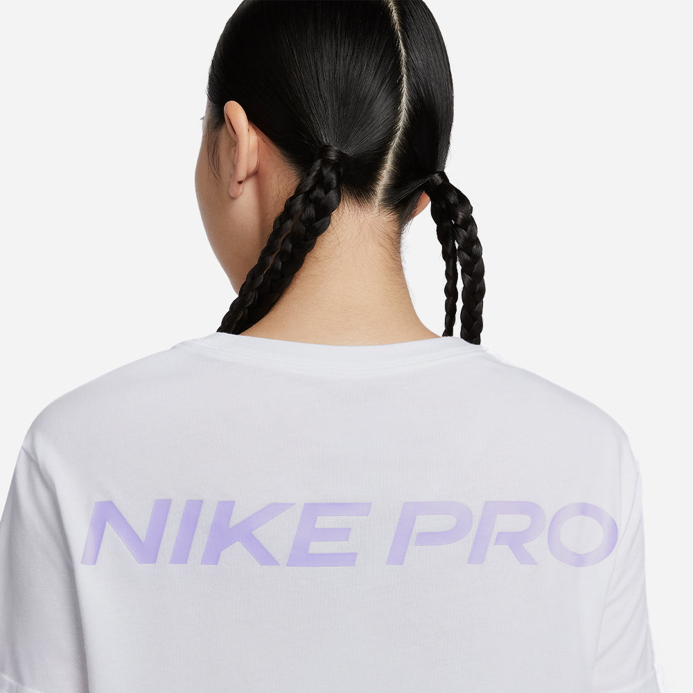 Áo Thun Nữ Nike Dri-Fit Pro Crop - Trắng - Supersports Vietnam