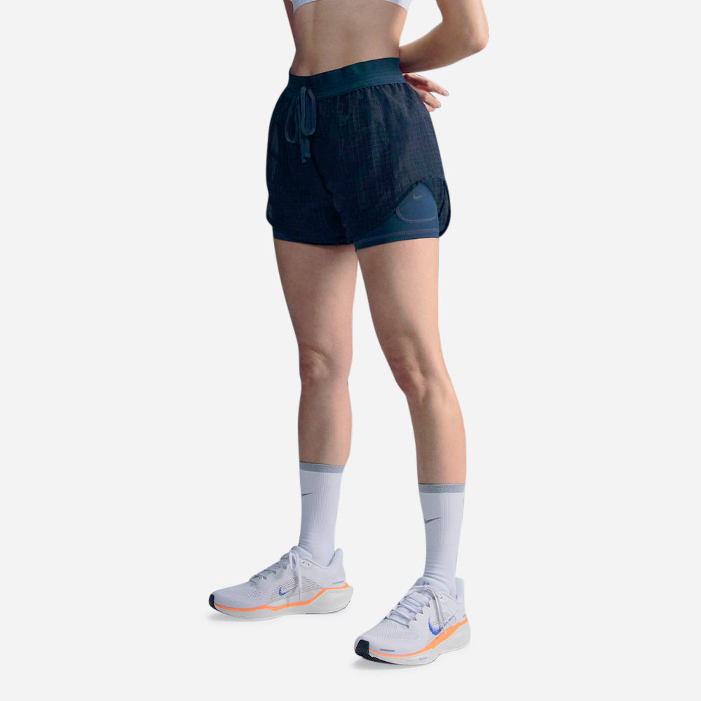 Quần Ngắn Nữ Nike Dri-Fit Mid-Rise 2-In-1 - Xanh Navy - Supersports Vietnam