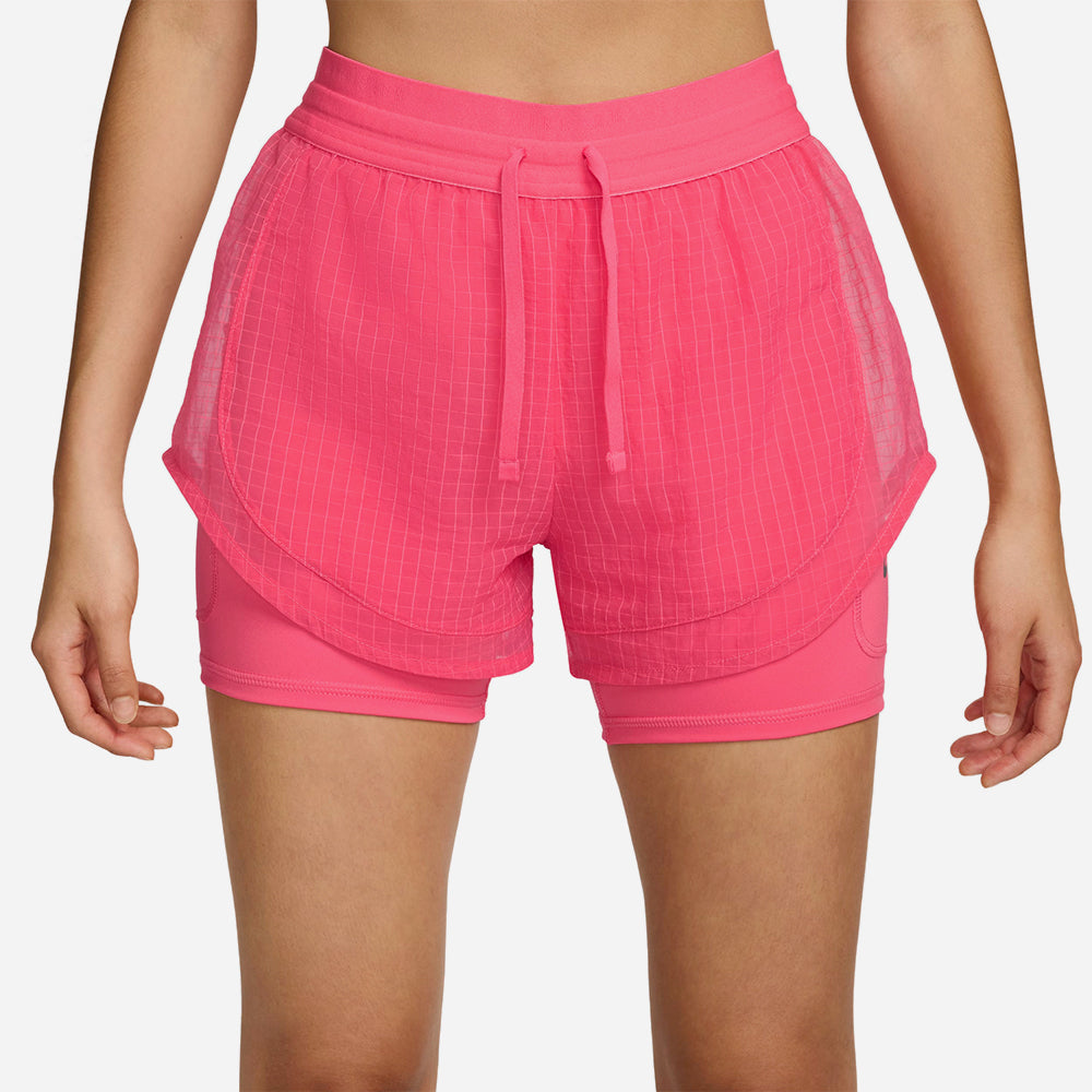 Quần Ngắn Nữ Nike Dri-Fit Mid-Rise 2-In-1 - Hồng - Supersports Vietnam