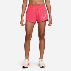 Quần Ngắn Nữ Nike Dri-Fit Mid-Rise Brief-Lined Graphic - Hồng - Supersports Vietnam