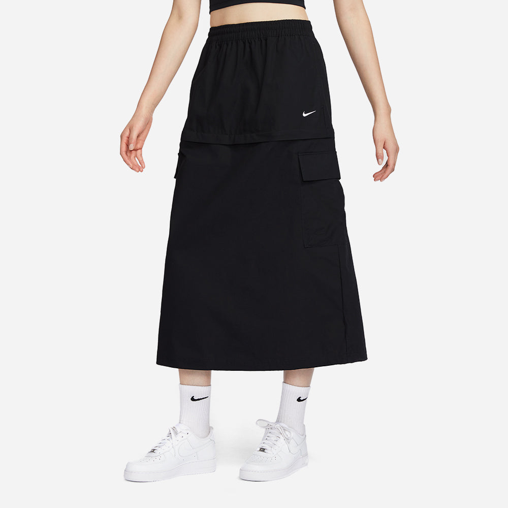 Chân Váy Nữ Nike Essential Mid-Rise Woven Cargo Midi - Đen - Supersports Vietnam