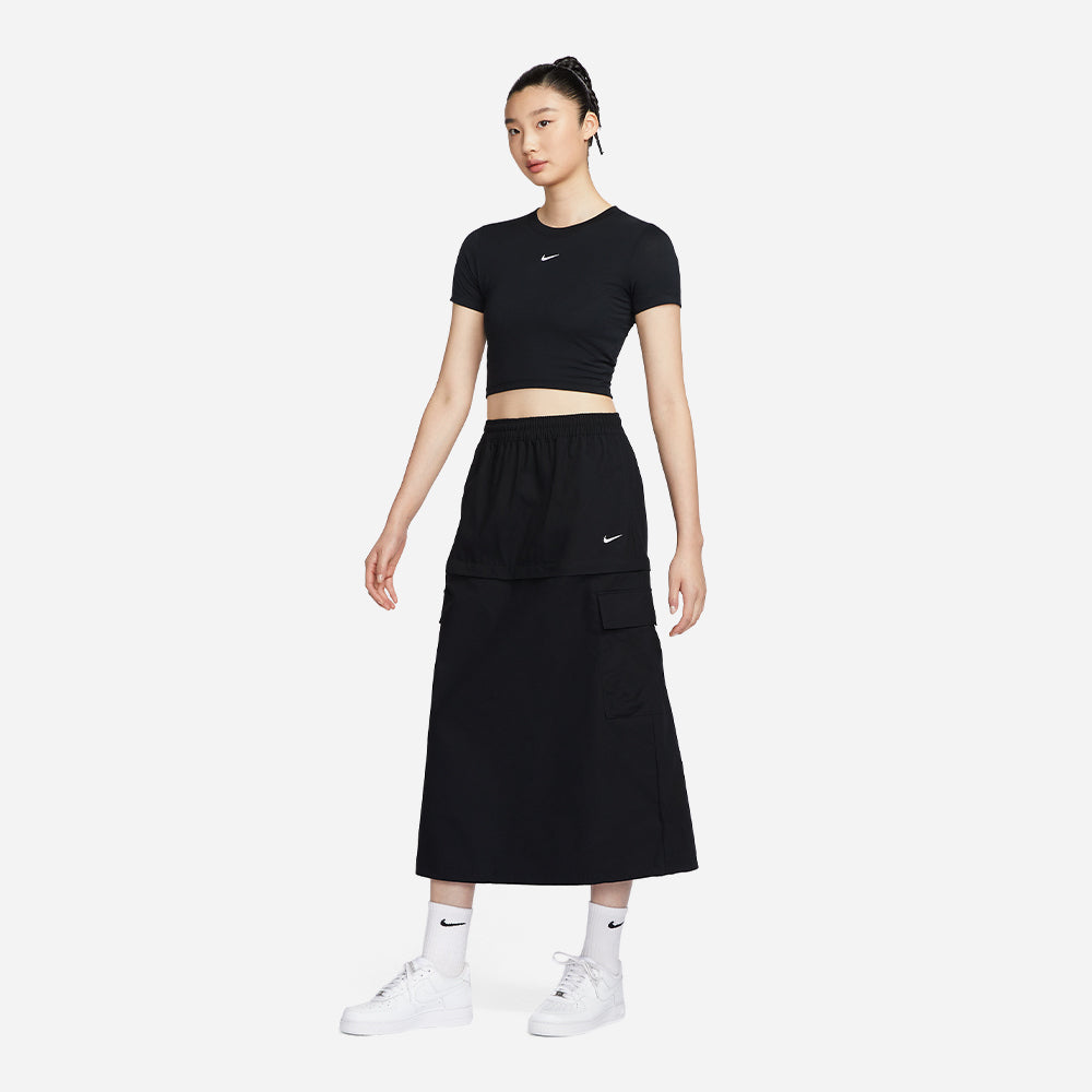 Chân Váy Nữ Nike Essential Mid-Rise Woven Cargo Midi - Đen - Supersports Vietnam