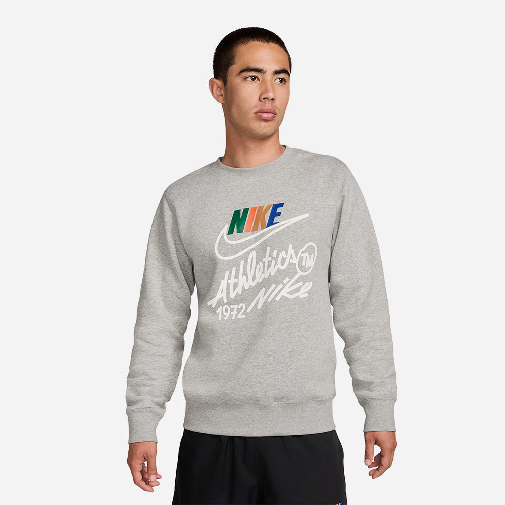 Áo Nỉ Nam Nike Club Crew Futura Fleece - Xám - Supersports Vietnam