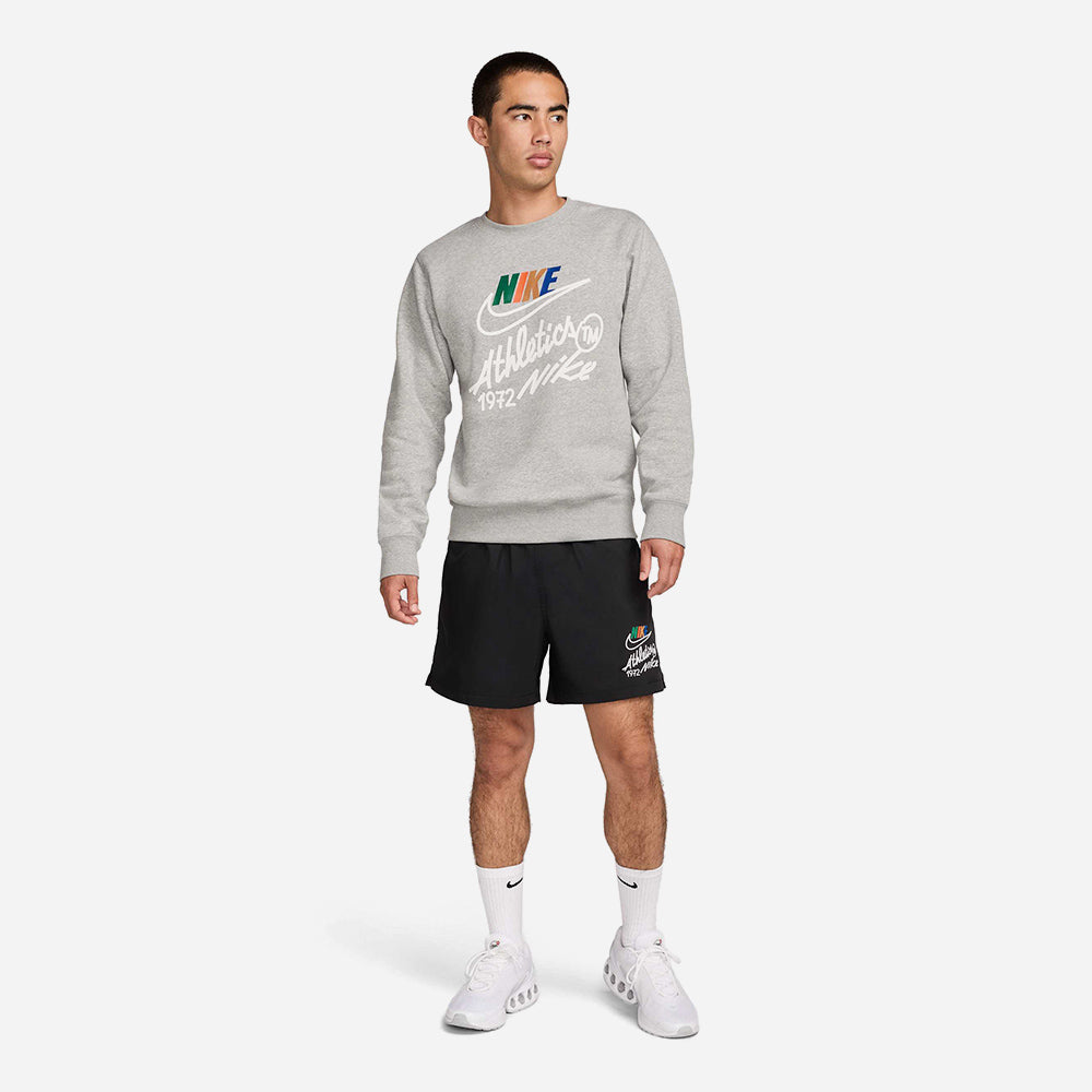 Áo Nỉ Nam Nike Club Crew Futura Fleece - Xám - Supersports Vietnam
