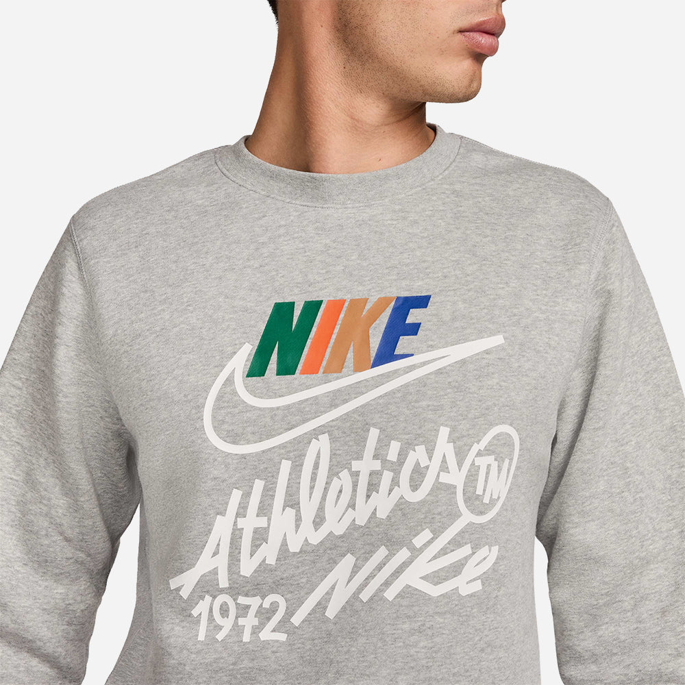Áo Nỉ Nam Nike Club Crew Futura Fleece - Xám - Supersports Vietnam
