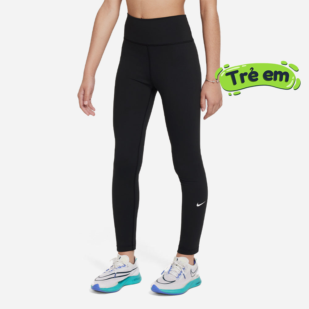 Quần Bó Thể Thao Bé Gái Nike One Swoosh - Đen - Supersports Vietnam