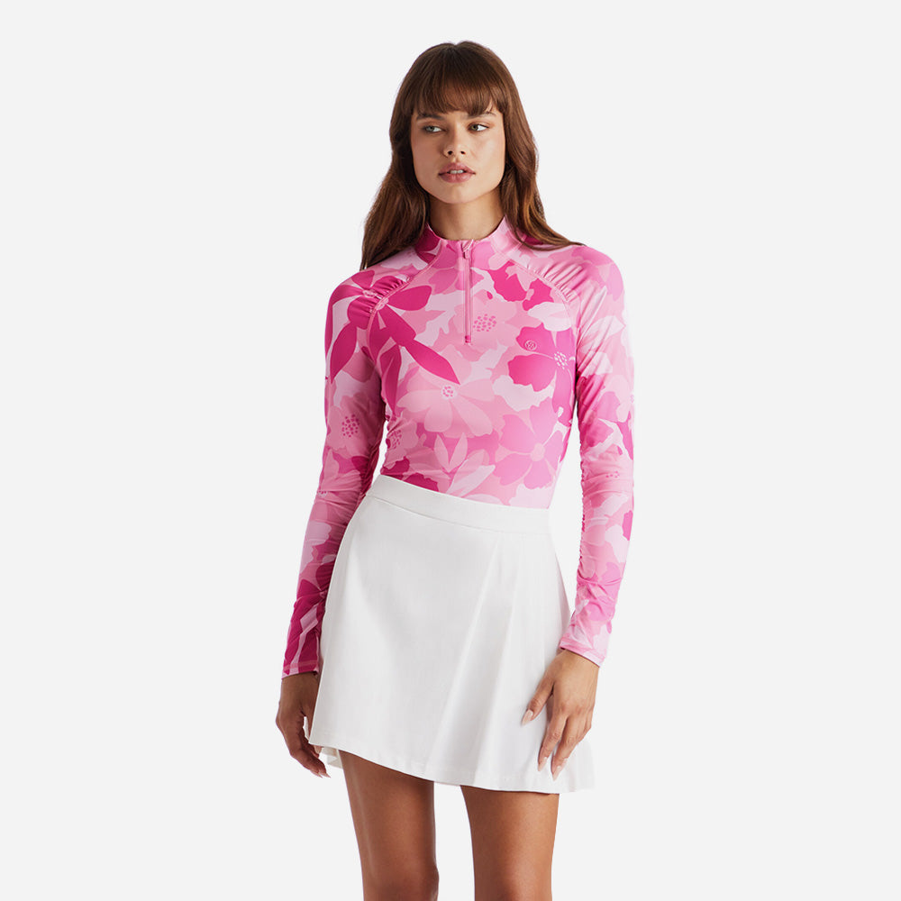 Áo Golf Tay Dài Nữ Gfore Floral Camo 1/4 Zip - Hồng - Supersports Vietnam