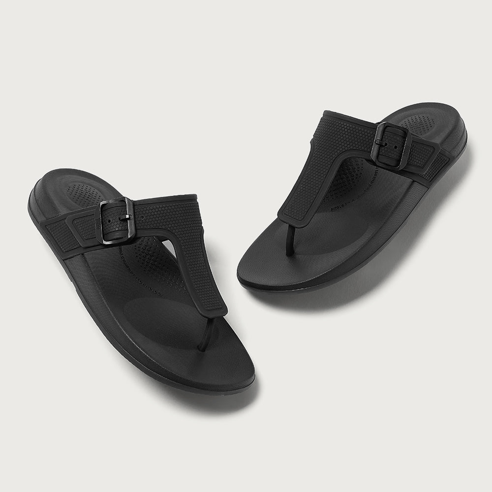 Dép Xỏ Ngón Nữ Fitflop Iqushion Adjustable Buckle - Đen - Supersports Vietnam