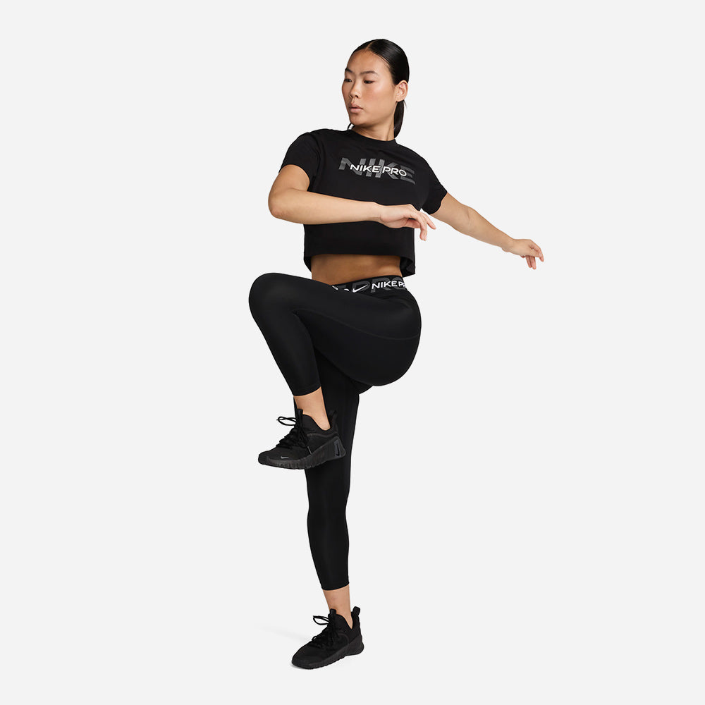 Áo Thun Tay Ngắn Nữ Nike Pro Shortsleeve Crop Fa24 - Đen - Supersports Vietnam