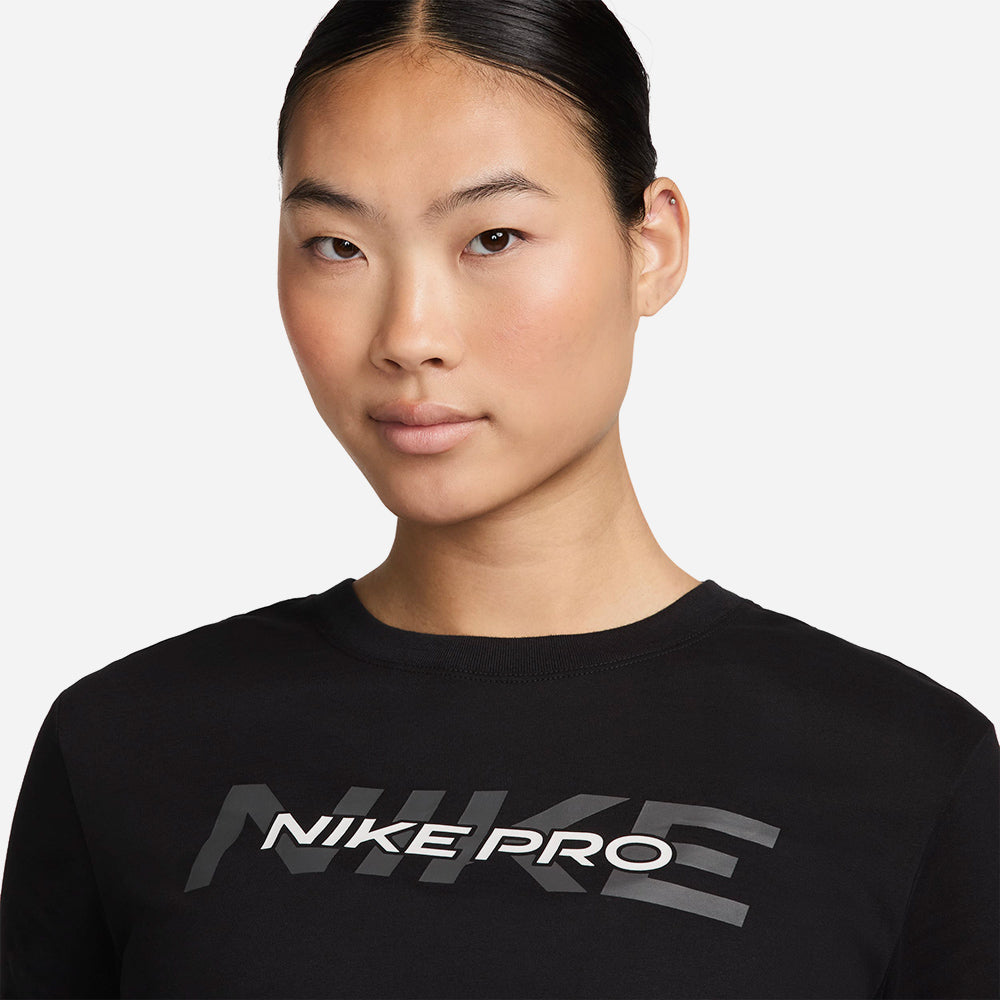 Áo Thun Tay Ngắn Nữ Nike Pro Shortsleeve Crop Fa24 - Đen - Supersports Vietnam