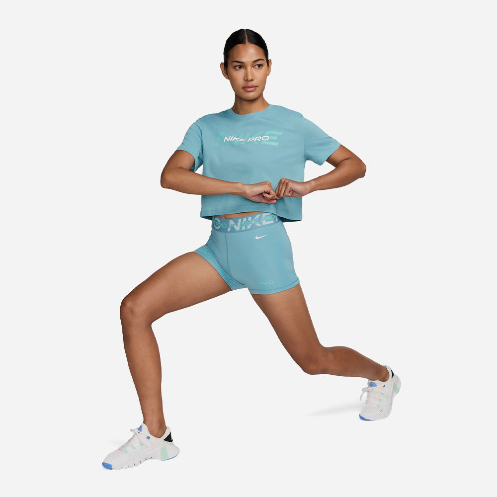 Áo Thun Tay Ngắn Nữ Nike Pro Shortsleeve Crop Fa24 - Xanh Dương - Supersports Vietnam