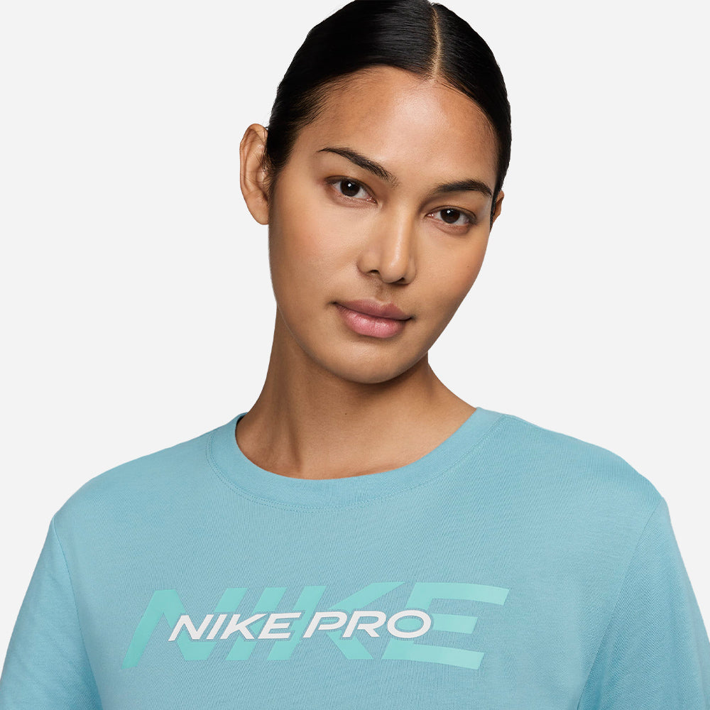 Áo Thun Tay Ngắn Nữ Nike Pro Shortsleeve Crop Fa24 - Xanh Dương - Supersports Vietnam