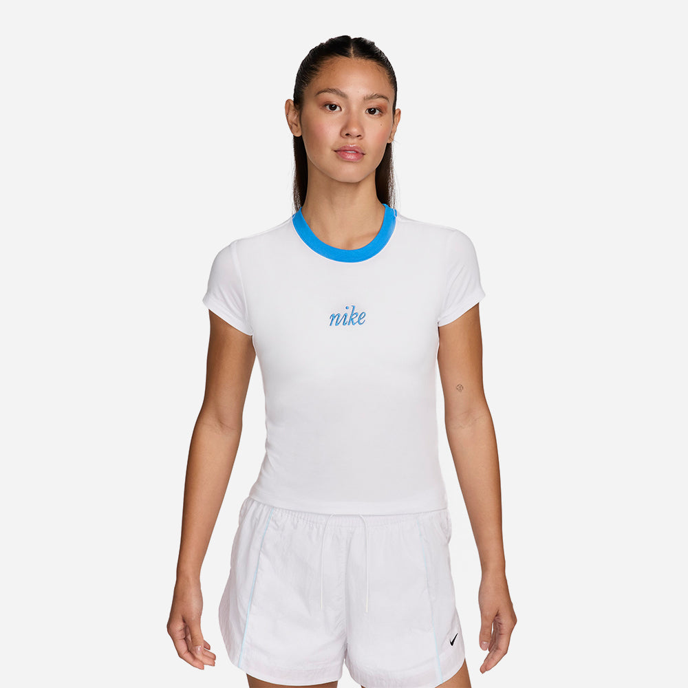 Áo Thun Nữ Nike Asw Chill Knit Slim Cropped - Trắng - Supersports Vietnam