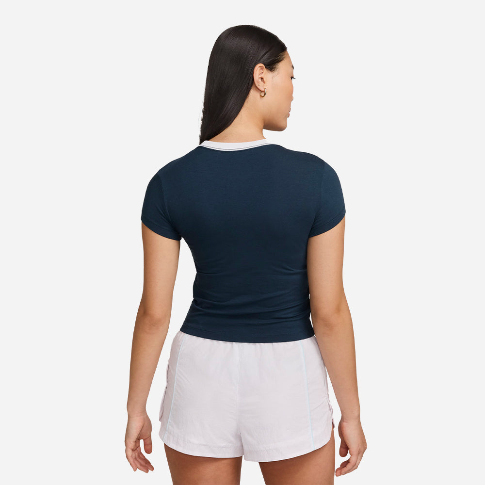 Áo Thun Nữ Nike Asw Chill Knit Slim Cropped - Xanh Navy - Supersports Vietnam
