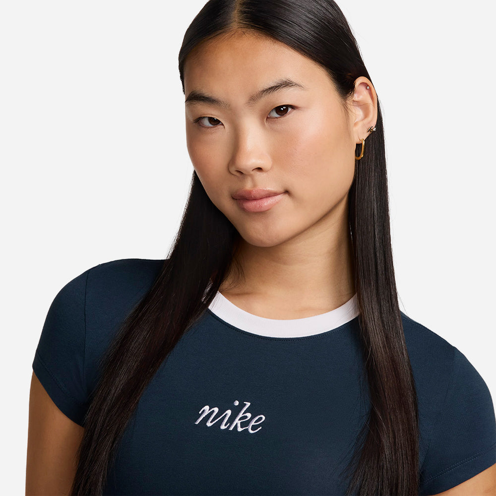 Áo Thun Nữ Nike Asw Chill Knit Slim Cropped - Xanh Navy - Supersports Vietnam