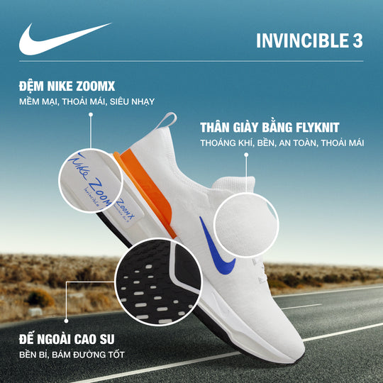 Giày Chạy Bộ Nam Nike Invincible 3 - Trắng