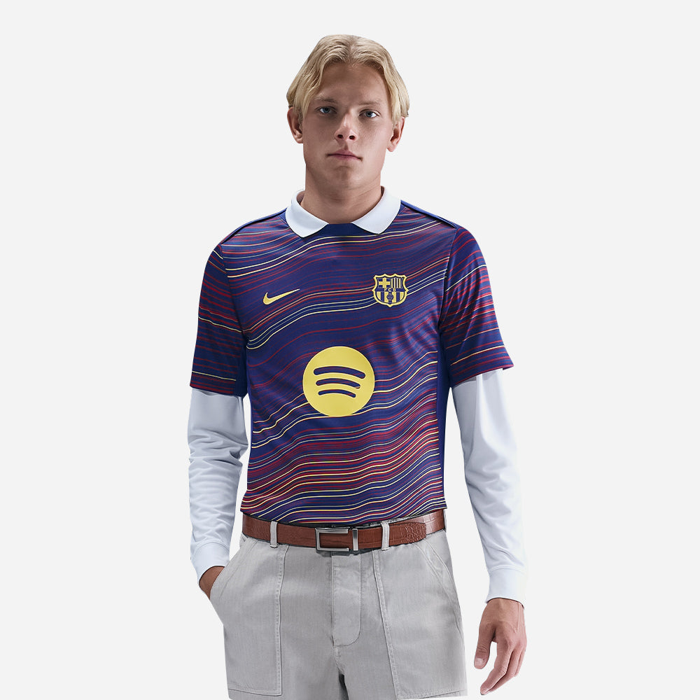 Áo Đá Bóng Nam Nike F.C. Barcelona Academy Pro Sân Nhà Pre-Match - Xanh Navy - Supersports Vietnam