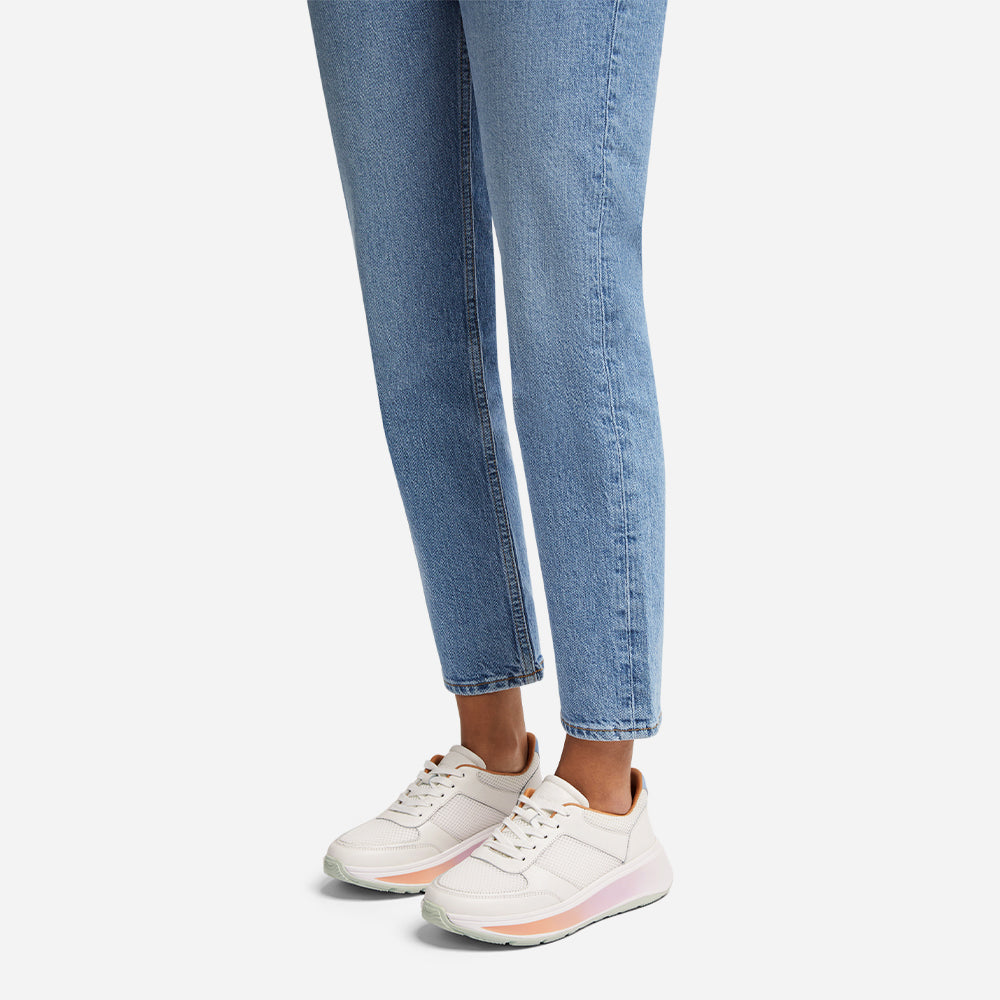 Giày Sneaker Nữ Fitflop F-Mode Ombresole Leather/Mesh Flatform - Trắng - Supersports Vietnam