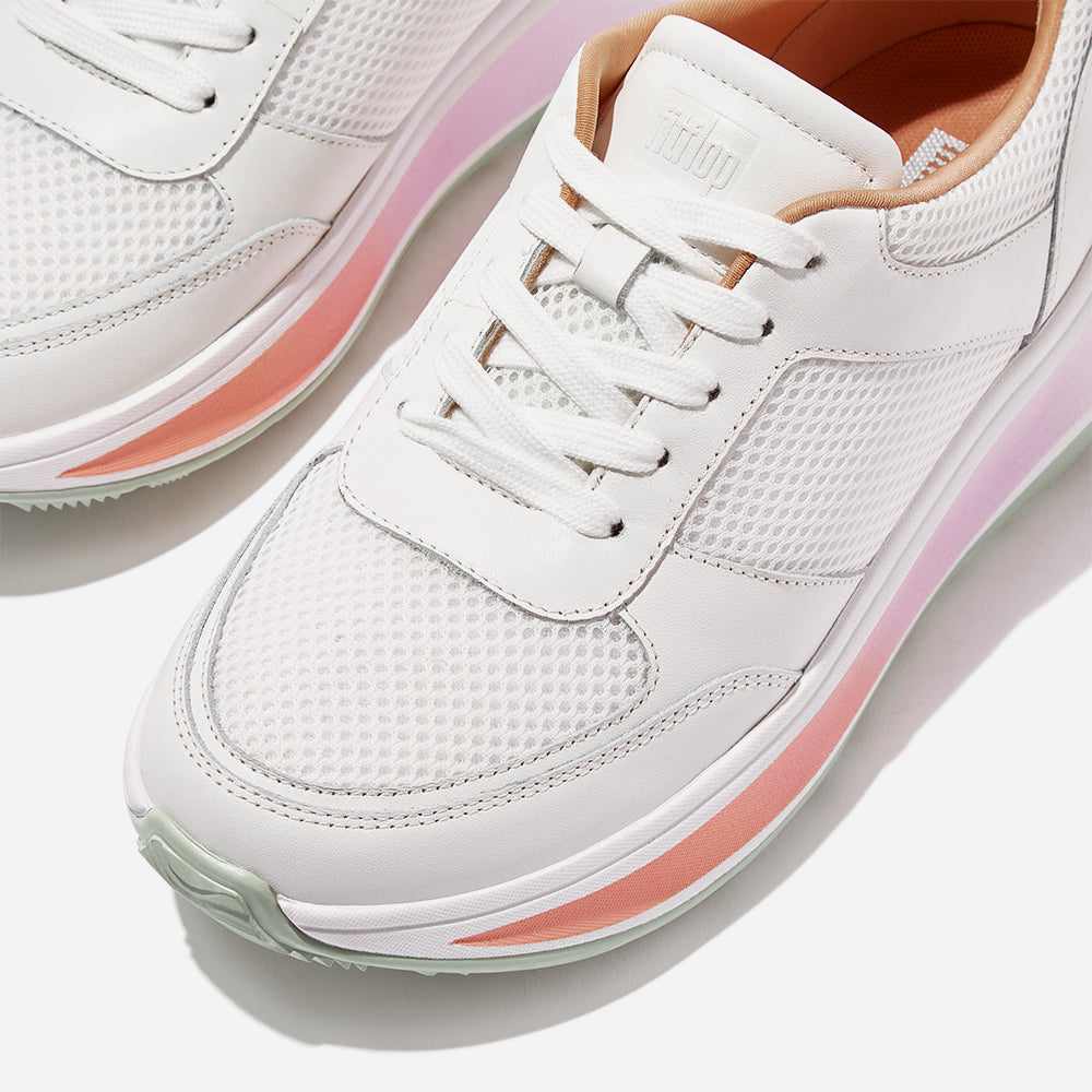 Giày Sneaker Nữ Fitflop F-Mode Ombresole Leather/Mesh Flatform - Trắng - Supersports Vietnam