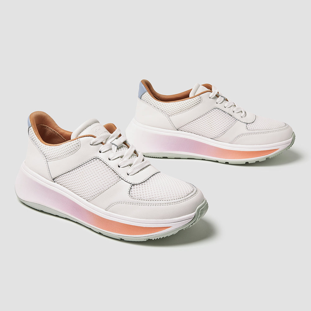 Giày Sneaker Nữ Fitflop F-Mode Ombresole Leather/Mesh Flatform - Trắng - Supersports Vietnam