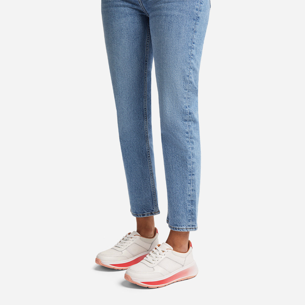 Giày Sneaker Nữ Fitflop F-Mode Ombresole Leather/Mesh Flatform - Trắng - Supersports Vietnam