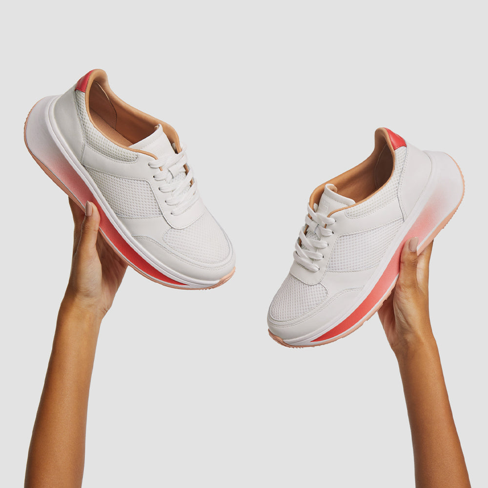 Giày Sneaker Nữ Fitflop F-Mode Ombresole Leather/Mesh Flatform - Trắng - Supersports Vietnam