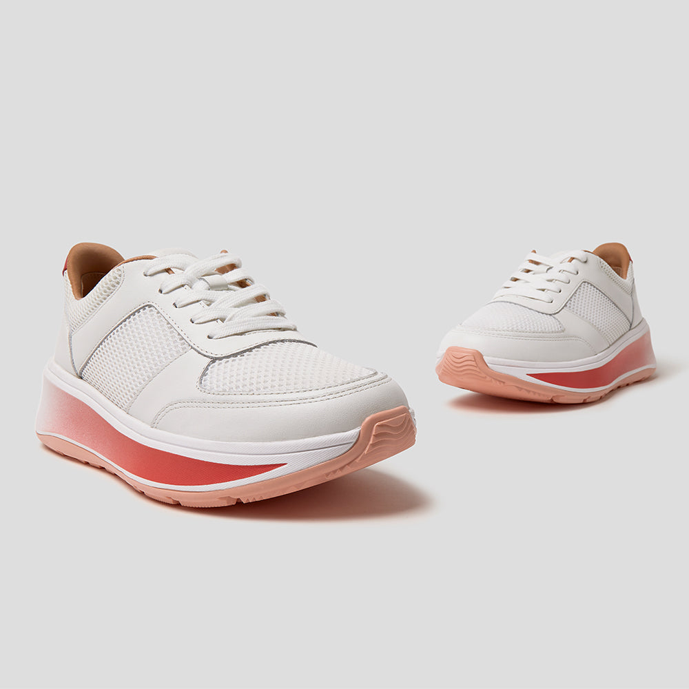 Giày Sneaker Nữ Fitflop F-Mode Ombresole Leather/Mesh Flatform - Trắng - Supersports Vietnam