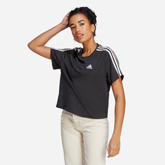 Áo Thun Nữ Adidas 3-Stripes Crop - Đen - Supersports Vietnam
