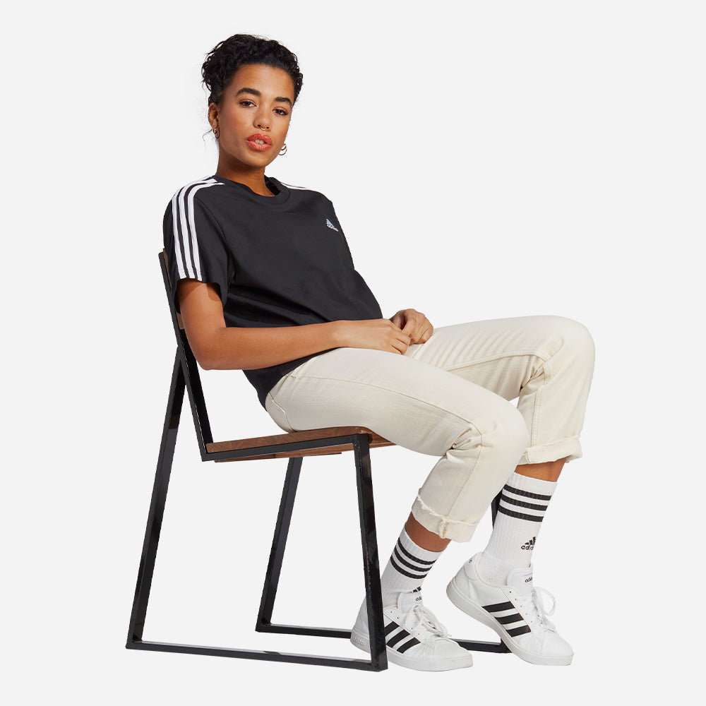 Áo Thun Nữ Adidas 3-Stripes Crop - Đen - Supersports Vietnam