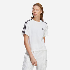 Áo Thun Nữ Adidas 3-Stripes Crop - Trắng - Supersports Vietnam