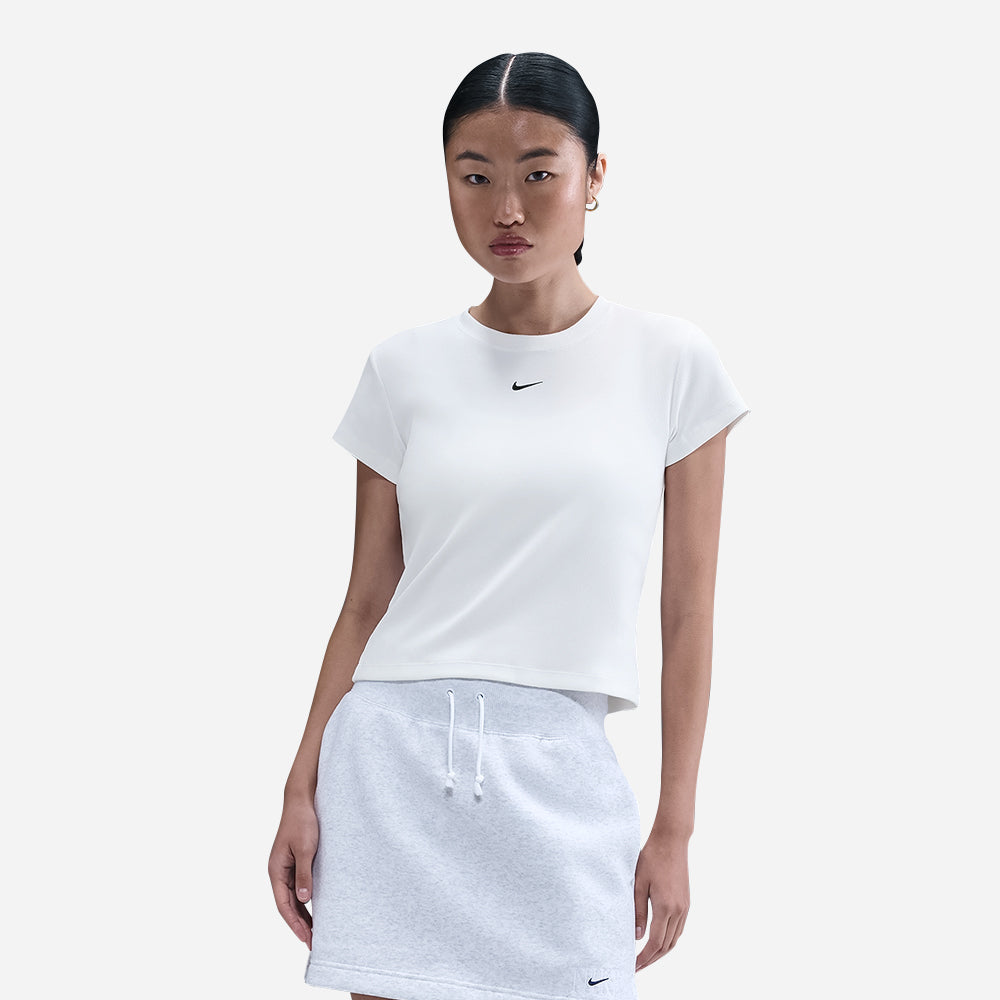 Áo Thun Nữ Nike Sportswear Tight Ribbed Short-Sleeve - Trắng - Supersports Vietnam