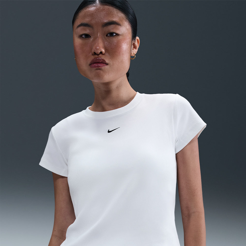 Áo Thun Nữ Nike Sportswear Tight Ribbed Short-Sleeve - Trắng - Supersports Vietnam