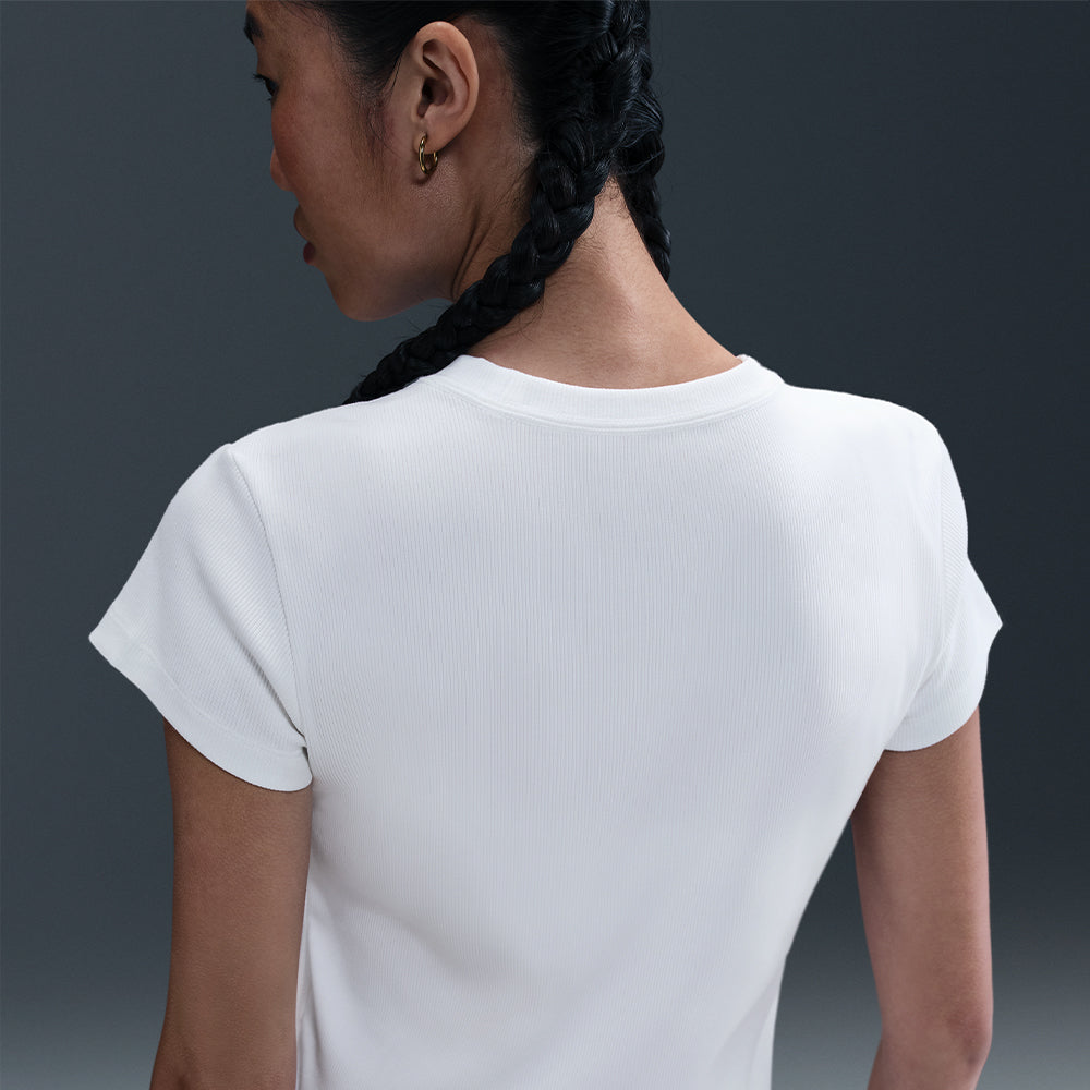 Áo Thun Nữ Nike Sportswear Tight Ribbed Short-Sleeve - Trắng - Supersports Vietnam