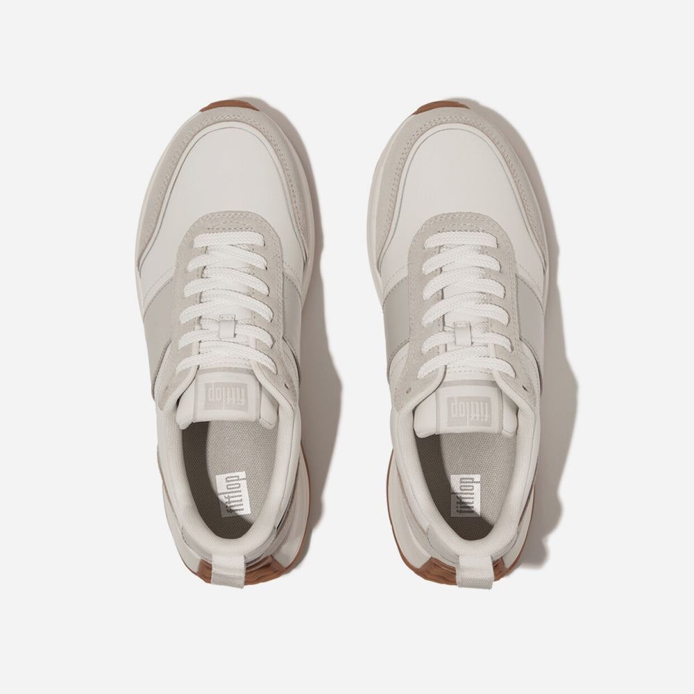 Giày Sneaker Nữ Fitflop F-Mode Flow Leather/Suede Flatform - Xám - Supersports Vietnam