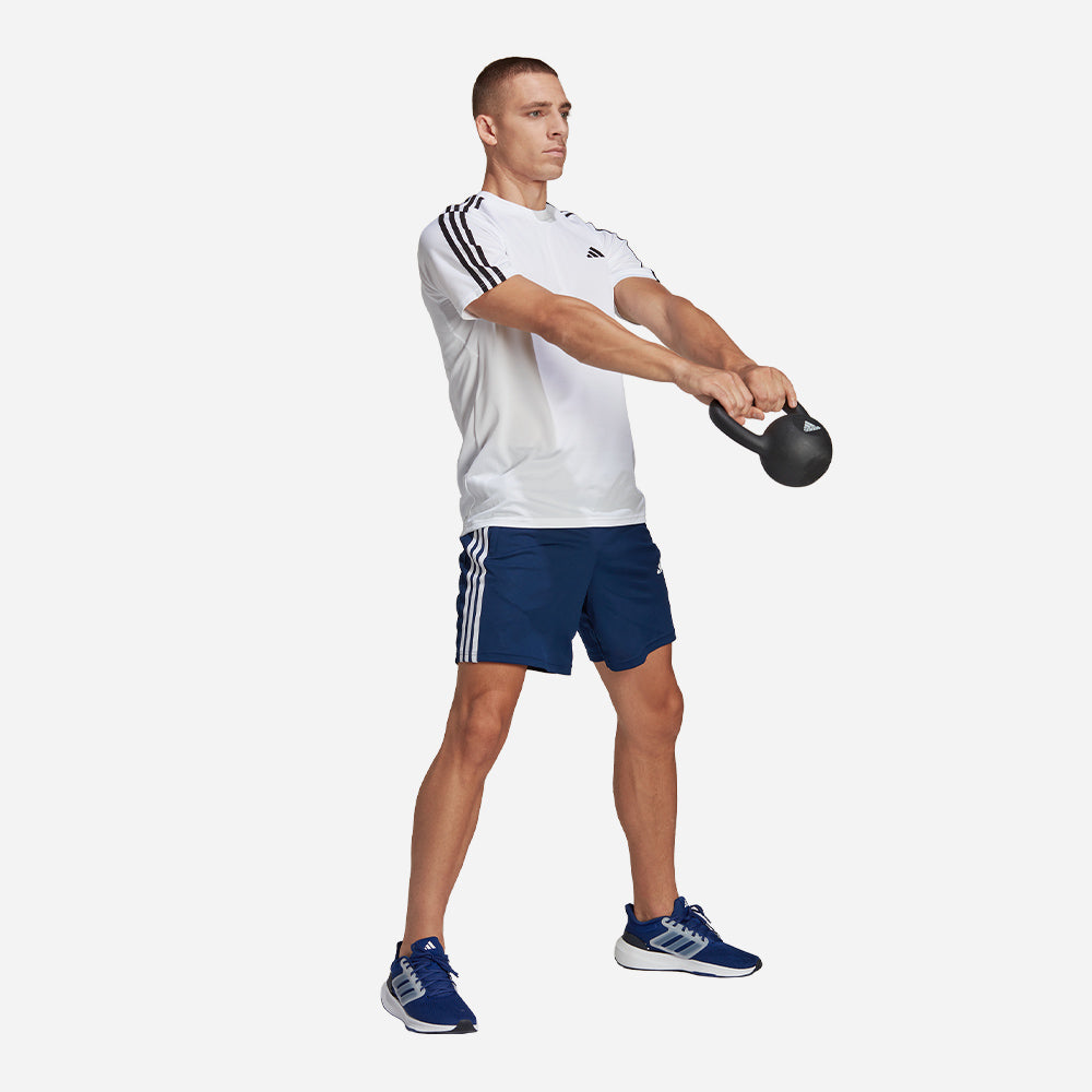 Quần Ngắn Nam Adidas Train Essentials Piqué 3-Stripes Training - Xanh Dương - Supersports Vietnam