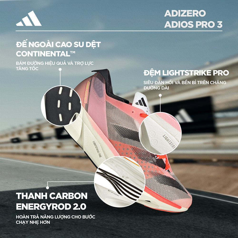 Giày Chạy Bộ Nữ Adidas Adizero Adios Pro 3 - Hồng - Supersports Vietnam