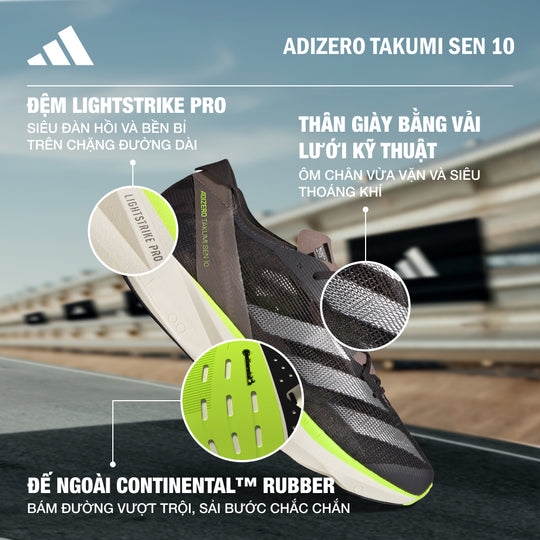 Giày Chạy Bộ Nam Adidas Adizero Takumi Sen 10 - Xám