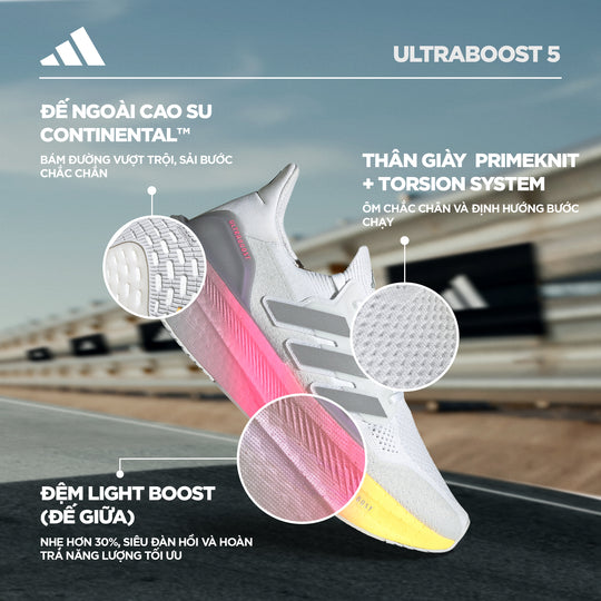 Giày Chạy Bộ Nữ Adidas Ultraboost 5 - Trắng