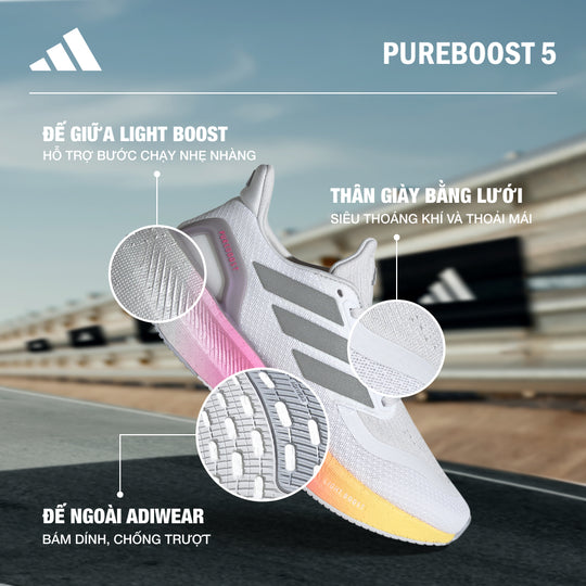 Giày Chạy Bộ Nữ Adidas Pureboost 5 - Trắng