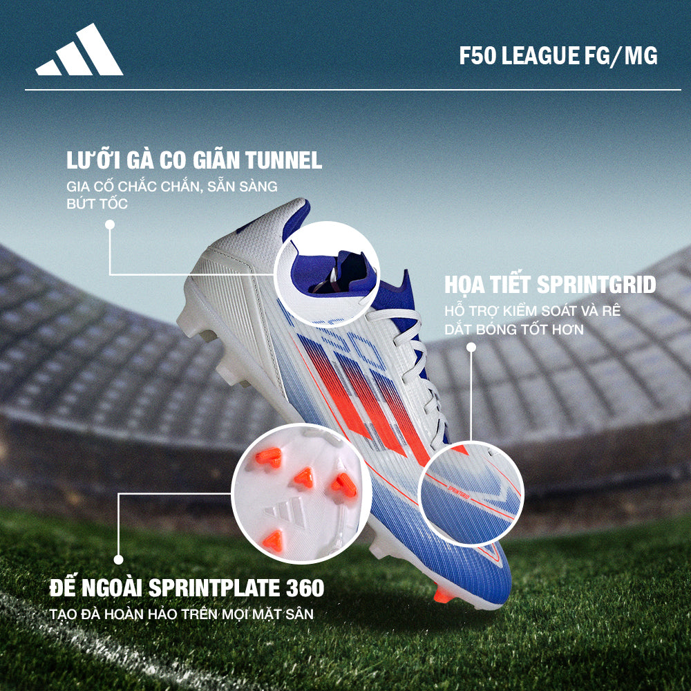 Giày Đá Bóng Nam Adidas F50 League Firm Ground/Multi Ground (Dành Cho Mọi Mặt Sân) - Xanh Dương - Supersports Vietnam